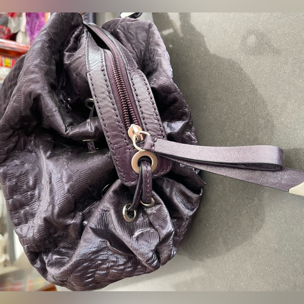 NWOT FRANCESCO BIASIA LEATHER TRIM SATCHEL. Deep Purple! Soft, Supple Materials! - Picture 3 of 13